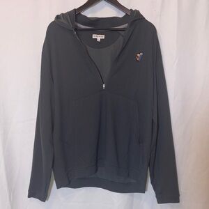 Peter Millar Gray Quarter Zip Hoodie XL Waffle Knit Performance Pullover Golf